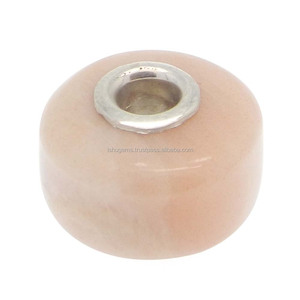 Cuentas Sueltas de Piedra Lunar Melocotón, 14x8x3.5mm, Orificio Grande, Redondas, 15.90 Quilates, con Núcleo de Plata, Color Rosa Natural, Lisas, Gemas Ishu IG8949 - Product Image 1
