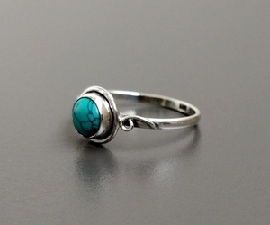 Bagues en argent sterling 925 pour femmes Bague de mariage vintage faite à la main en pierre turquoise pour filles - Product Image 3