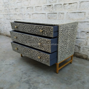 Armoires de coffre en incrustation d'os au design floral gris moderne pour salon meubles de maison - Product Image 1