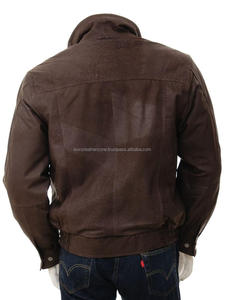 Chaqueta Bomber de piel de oveja marrón para hombre, ropa de invierno con características transpirables para estaciones frías - Product Image 2