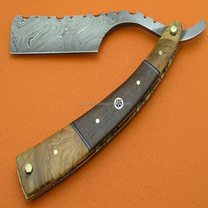 Maquinilla de afeitar de acero damasco, corte de garganta, barbería, salón de afeitar, cuchillo afilado - Product Image 1