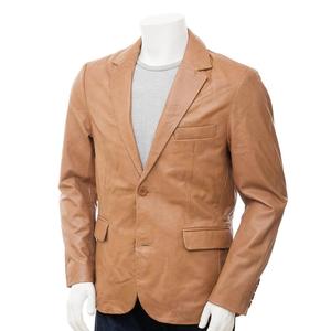 Blazer de piel de cordero auténtica para hombre, chaqueta suave de dos botones, trajes de negocios de talla grande - Product Image 1