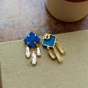 ต่างหูสตั๊ด druzy สีน้ำเงิน unisex ชุบนิกเกิลฟรีสไตล์โบฮีเมียนประดับมุกคริสตัลคลาสสิกของขวัญสำหรับงานแต่งงาน - Product Image 2