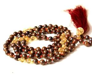 Mala Beads Bronzite 108 Beads Tibetan Long Mala Necklace Handmade Indian Artist Beaded Necklaces - Product Image 2