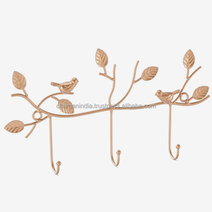 ตะขอเคลือบผนังรูปนกต้นไม้โลหะสีทองโบราณ - Product Image 1
