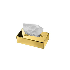 Caja de pañuelos metálica chapada en oro, tamaño personalizado - Product Image 1