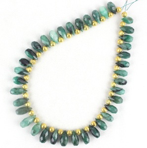 Aaa Grade Natuurlijke Groene Smaragd Edelsteen Ketting Traanvorm Briolette Kralen Groothandelsprijs - Product Image 5