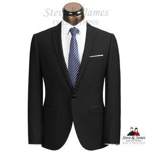 Steve & James Luxury Men's Wedding Groom Suit 100% <b>Wool</b> Worsted Fabric V-Neck Single-Breasted Jacket Zipper Fly <b>Pants</b> Adult Size - Product Image 5