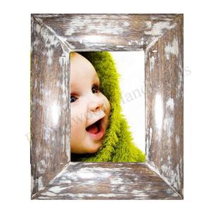 Marco de fotos para niños de 4x6 pulgadas de Color antiguo blanco quemado de madera maciza de mango de moda para regalos marco artístico de madera tallada - Product Image 1