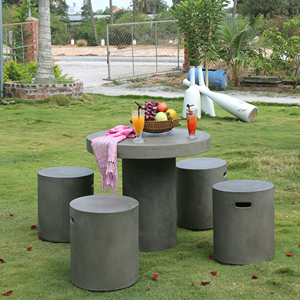 Table de salle à manger ronde en béton léger et moderne au meilleur prix pour votre idée de jardin et de maison - Product Image 1