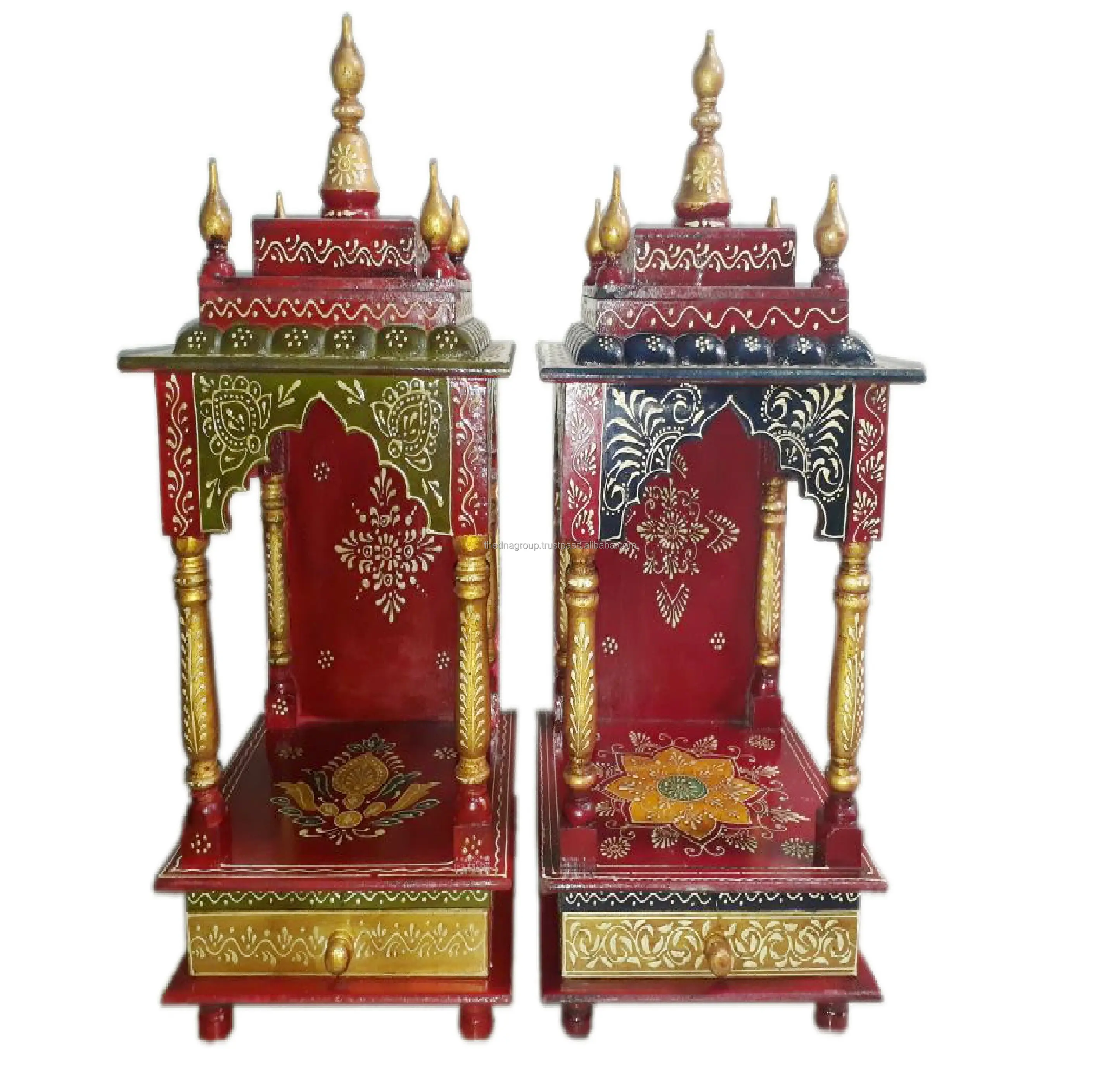 Handcrafted Multi Colored modern wooden Painted temple