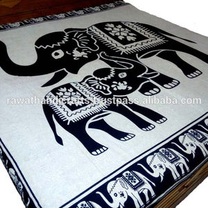100% coton éléphant imprimé indien Hippie tapisserie multicolore drap de lit plat 108x84 pouces usage domestique adultes fabriqués - Product Image 1