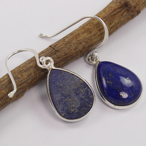 Boucles d'oreilles pendantes classiques en argent sterling 925 coupe poire Lapis Lazuli pierre précieuse Style de balancent fin pour les cadeaux de fiançailles ou d'anniversaire - Product Image 2