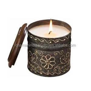 Vela de lata galvanizada con tapa - Product Image 1