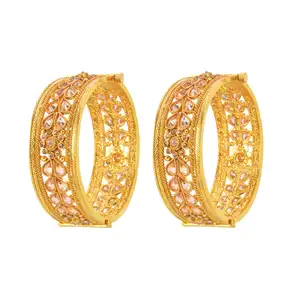 Gold Plated Traditional Stone Bangles Imitation Jewellery - 14574