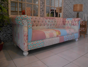 Muebles de madera para sala de estar, sofá Chesterfield de retales - Product Image 3