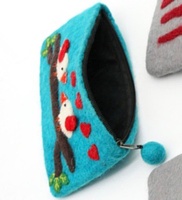 FYN-CL-015, Oiseaux D'amour Sac À Main En Feutre Feutré par Compétents et Talentueux Artisanes du Népal, 100% Écologique En Laine De Nouvelle-Zélande
