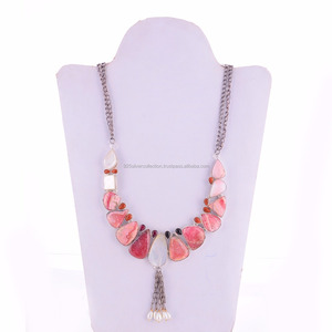 Rhodochrosite สร้อยคอชุบทอง18K สร้อยคอชุบทอง18นิ้วเครื่องประดับอัญมณีที่ละเอียดอ่อนสง่างามเหมาะสำหรับเป็นชั้น - Product Image 1