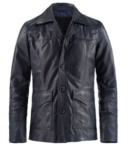 Abrigo de cuero de alta calidad para motorista, chaqueta de cuero para hombre - Product Image 3