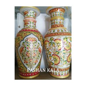 Marbre à la main Or Peint Fleur Vase - Product Image 1