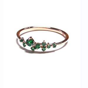 Solid 14K Yellow Gold Classic Genuine Zambia <b>Emerald</b> Gemstone Stacking Engagement <b>Ring</b> for Wedding & Party - Product Image 5