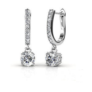 Nouvelle boucle d'oreille à la mode en or blanc 14 carats avec diamants ronds - Product Image 1