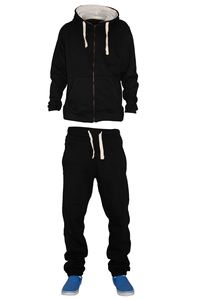 Conjunto Deportivo de Dos Piezas de Forro Polar para Hombre, Invierno, con Logotipo Personalizado, Talla Grande, con Cremallera, Resistente al Viento, Negro - Product Image 2