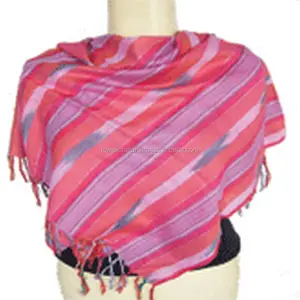 स्ट्रिप डिजाइन कपास हथकरघा महिला का स्कार्फ