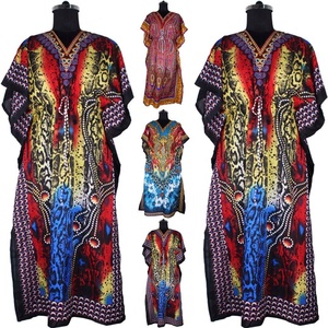 2025 última moda mujer algodón turco ropa de playa estampado Digital Kaftan largo calidad superior bloque de mano impreso diseño Floral Kaftan - Product Image 2