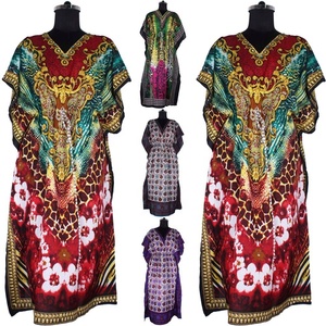 Caftán largo con estampado de seda de estilo Vintage, caftán con estampado a mano, caftán indio hecho a mano, caftán Abaya, caftán árabe, Jalabiya Dubai - Product Image 1