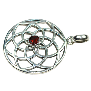 Superb-Colgante de Plata de Ley 925 con forma redonda de granate, joyería de plata - Product Image 3