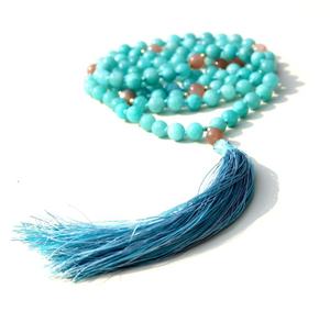 Perles de prière en Amazonite 108, collier Mala noué à la main spirituel perles de prière - Product Image 2