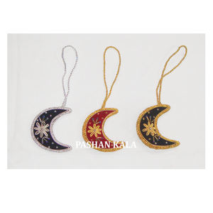 Zari Embroidery Moon Christmas Ornament for tree hanging - Product Image 1