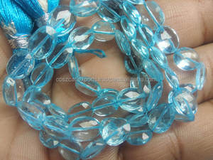 Topacio azul suelto 7-8mm ovalado facetado patrón de pera de color dorado 8mm cuentas de piedra piedras preciosas trenzadas para uso en joyería - Product Image 2