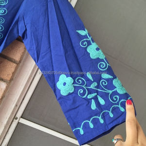 Nouveau Offre Spéciale Mexicaine Broderie Paon Bohème Caftan Femme Robe 100% coton Dernière Mode 3 couleurs Hippie Couvrir Robe Pour Les Femmes - Product Image 3