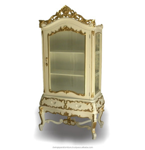 Armoire de vitrine de salon en acajou, mobilier classique sculpté, armoire française, indonésie - Product Image 1