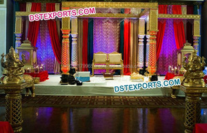 Última boda Mandap decoración boda Mandap nuevo diseño para la venta fibra corredor Mandap pilares para Vivah escenario decoración configuración Reino Unido - Product Image 2