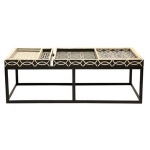 Pequeña mesa de centro de hueso y madera con diseño moderno para muebles de hogar u oficina - Product Image 3