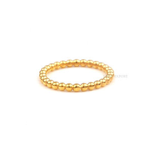 Anillo fino de Plata de Ley 925, hermosa banda minimalista con cuentas, delicado apilamiento, chapado en oro pulido, su anillo apilable - Product Image 2