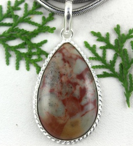 92.5 Sterling Silver Pear Shape Natural Jasper Gemstone Charm Pendant Women Jewelry Gift Necklace Top Quality - Product Image 6
