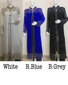 Kaftan Abaya ชุดเดรสยาวแขนยาวสำหรับผู้หญิง,ชุดเดรสยาวสไตล์วินเทจผ้าจอร์เจียเปิดหน้าเสื้อโค้ทตัวยาวสำหรับผู้หญิง - Product Image 4