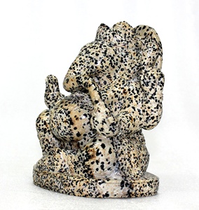 Estatua de Ganesha tallada a mano, Jaspe Dálmata, cristal de cuarzo rosa, piedra preciosa, piedra Natural, estilo Chakra con curación de amatista - Product Image 3