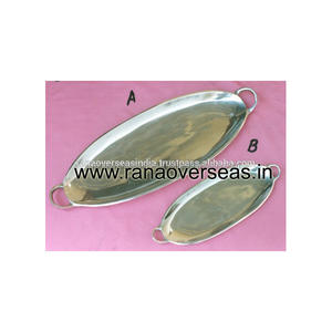 Plateau de service ovale en aluminium de qualité supérieure pour le thé et le café, avec des poignées robustes, parfait pour les repas à domicile, les fêtes et l'utilisation en cuisine - Product Image 4