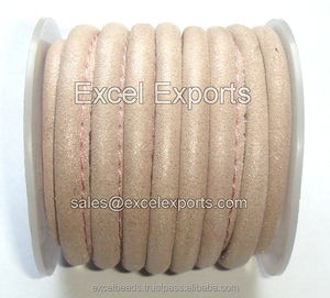 Red Side Stitched Lambskin <b>Leather</b> Cord / Straight Stitched <b>Leather</b> Cord-Sizes 3mm 4mm 5mm-Excel Exports - Product Image 5