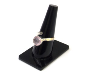 Piedra preciosa de Calcedonia rosa con forma redonda hecha a mano plateada regalo ajustable para su anillo de moda - Product Image 5