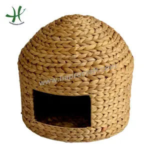 Gaiola & Transportadora & Casa Pet Cage & Wicker Pet House, Cute Water hyacinth Cat Casa com Almofada