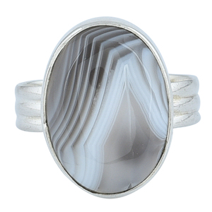Agate Dendritique Ovale Gemme 925 Bague en Argent Sterling Bijoux - Product Image 2