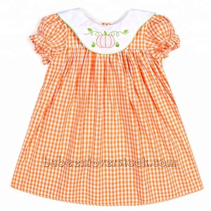 Robe longue de silhouette droite décontractée pour fille d'automne avec broderie d'ombre de citrouille de Thanksgiving pour les tenues de fête pour enfants - Product Image 2
