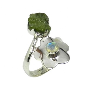 Último diseño de joyería 925 plata esterlina Arco Iris piedra lunar Multi piedra preciosa eternidad anillo Vermeil para mujer y hombre - Product Image 1