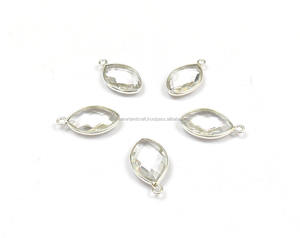 Connecteur de lunette à breloques en cristal de quartz Fait à la main en forme de marquise Bail simple avec placage à l'or - Product Image 6